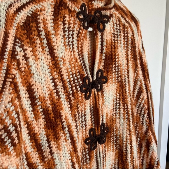 Hand Knit Western Tassel Cape Poncho - Picture 11 of 14